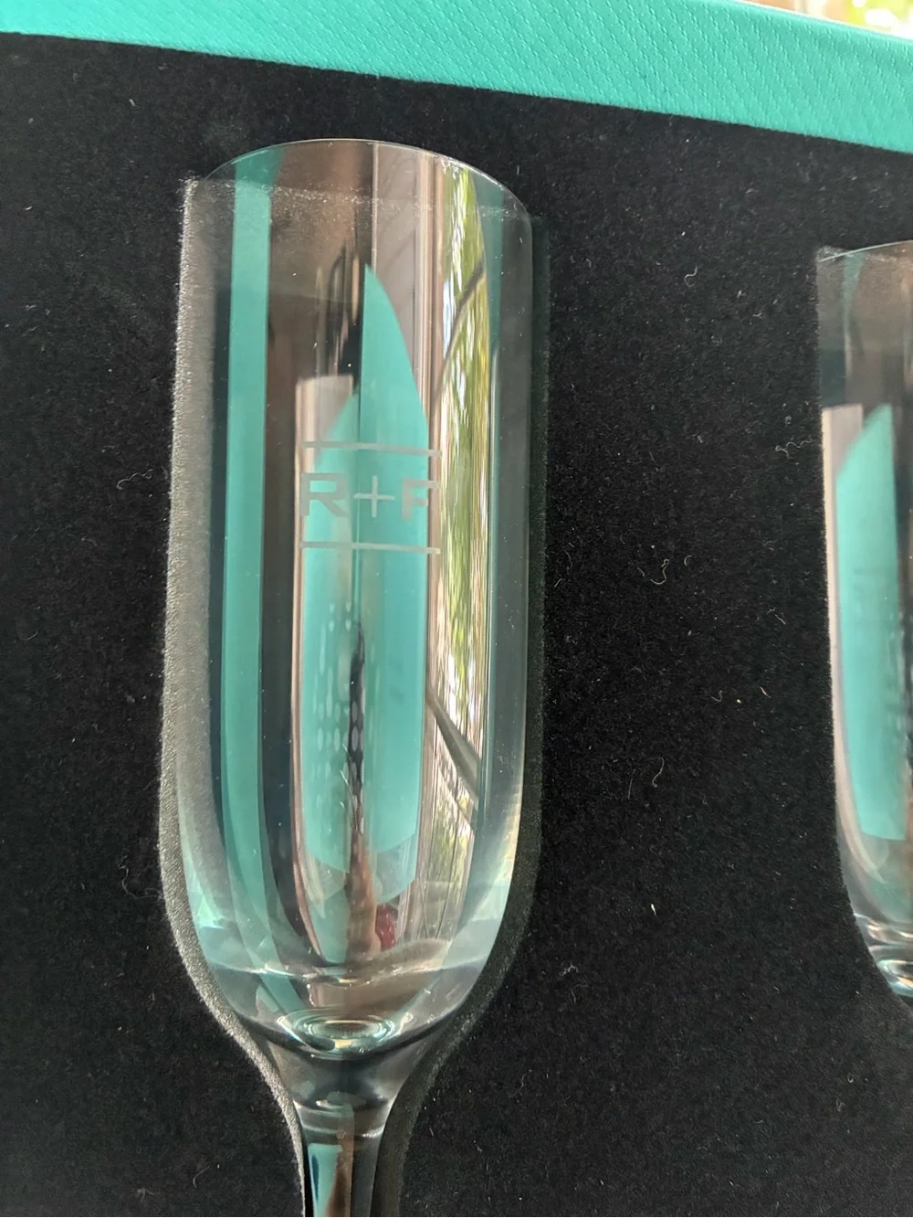 Tiffany & Co. Champagne Flutes - Set of 2 in box, engraved